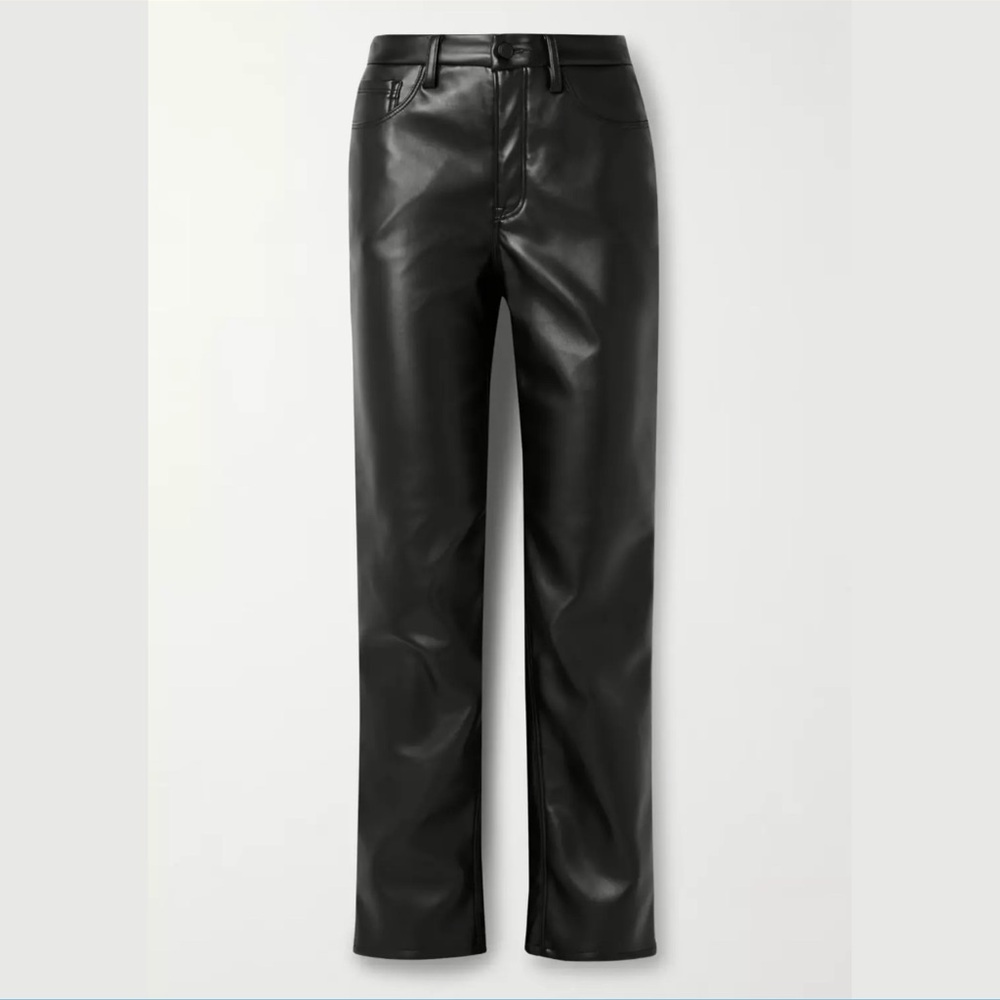 Good American Good Icon Black Faux Leather Pants Size: 20 Plus Straight Leg